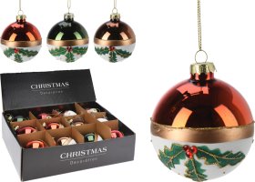 Eglutės žaisliukas, 4 skirtingų spalvų, su uogų šakelėmis, skersmuo 8 cm