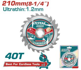 Medžio pjovimo diskas TOTAL, 210x25,4 mm (papildoma jungtis 16), 40 dantų, TAC2332103