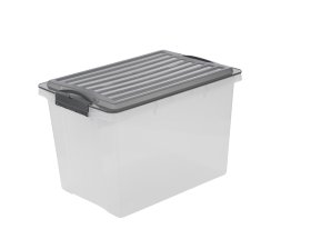 Daiktadėžė ROTHO Compact A4, skaidri, su pilku dangčiu, 19 l
