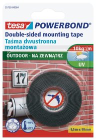 Dvipusio lipnumo juosta TESA, 19 mm x 1,5 m, lauko darbams