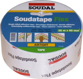 Hermetinė juosta SOUDAL Soudatape Flex, 60 mm x 25 m, lipni, elastinga, garų veikiamoms jungtims izoliuoti