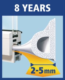 Sandarinimo juosta TESA P Profilio, 2/5 mm x 9 mm x 100 m, baltos sp., vienguba