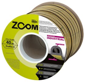 Sandarinimo juosta ZOOM D Profilio, 14 mm x 12 mm x 40 m, juodos sp., vienguba