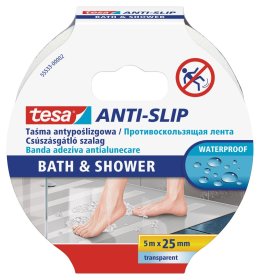 Slydimą mažinanti juosta TESA, 25 mm x 5 m, skaidri