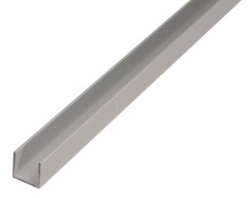 Aliuminio profilis U formos, anoduotas, sidabrinės sp., matmenys 10 x 12 x 10 x 1,5 x 1000 mm, 473822