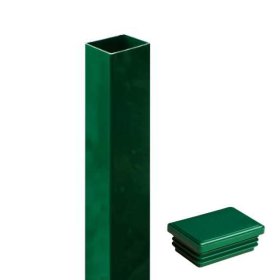 Stulpas tvoros segmentui HERVIN GARDEN, su dangteliu, 40x60 mm, ilgis 1700 mm, cinkuotas ir dažytas,  RAL6005