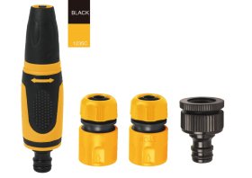 Pistoletinis purkštukas - antgalis HERVIN GARDEN+ HG-94722, 3-jų funkcijų purkštukas, greita jungtis 1/2", greita jungtis su vožtuvu 1/2", čiaupo jungtis 1/2"-3/4"