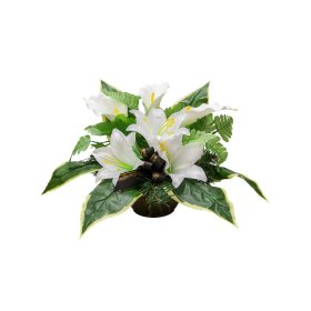 Dirbtinis kapų vainikas su lelijomis, 55 x 55 cm.