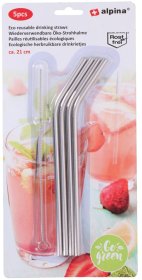 Daugkartiniai šiaudeliai Alpina, su valymo šepetėliu, 21 cm, 4 vnt.