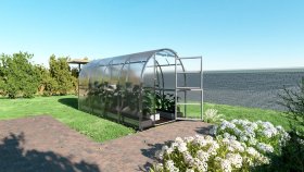 Šiltnamis KLASIKA Slim, 8 m2, 6 mm polikarbonato danga, 2 x 4 m, arkos formos