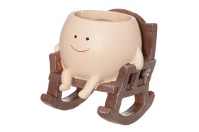 Kambarinis keraminis vazonas 4Living Smiley, sėdintis ant krėslo, smėlinės sp., 10,5 x 11 x 11,2 cm.