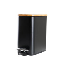 Vonios šiukšliadėžė RIDDER Amara, talpa 5L, pastatoma, lėta nusileidžiantis dangtis, bambukas/geležis, juoda matinė, 2244610