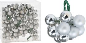 Eglutės žaisliukų rinkinys, 12vnt., sidabro sp., skersmuo 2 cm