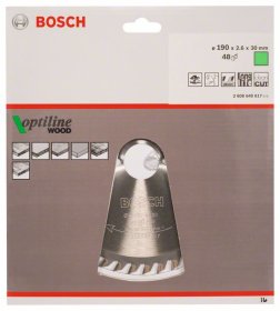Medienos pjovimo diskas BOSCH Optiline Wood, 190 x 30 x 2,6 mm, 48