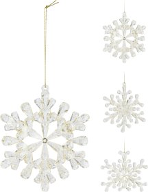 Eglutės žaisliukas Snaigė, permatoma arba aukso sp., skersmuo 12 cm