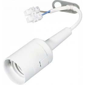 Lempos lizdas INTERTEC 45601, E27, plastikinis, remonto darbams, su laidu ir kontaktine kaladėle, baltos sp., 03185S