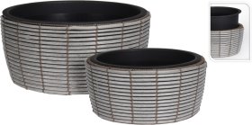 Lauko vazonas, pintas, plokščias, pilkos sp., 44 x 44 x 22 cm.