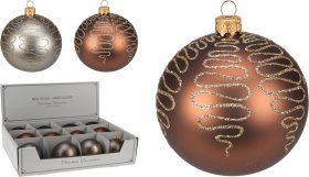 Eglutės žaisliukas, 3 skirtingos spalvos su aukso sp. sūkuriais, skersmuo 8 cm