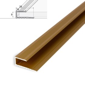 Aliumininė užbaigimo juostelė HESORA H 63 D1, 1,6 x 0.8 x 90 cm, mat.aukso spalvos, kilmės šalis ES