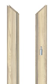 Laminuota durų stakta VOSTER, reguliuojama, su apvadais, kompl. durų varčiai, kairinė, spalva Oak latte, matmenys 100-140 x 80 x 2109 mm, 2 vnt., 110-140 x 80 x 784 mm, 1 vnt.