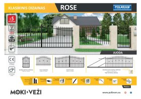 Tvoros vartelių stulpas POLBRAM Rose, su sriegiu vyriams, cinkuotas, juodas, 7 x 7 x 200 cm
