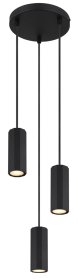 Pakabinamas šviestuvas GLOBO James, GU10, 3 x 25W, 230V, matinis juodas metalas, PVC juodas laidas, reguliuojamas aukštis, 210 x 1200 mm