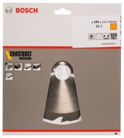 Medienos pjovimo diskas BOSCH Construct Wood, 190 x 30 x 2,6 mm, 12