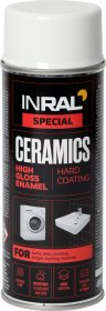Aerozoliniai dažai INRAL Ceramics, 400 ml, blizgiems paviršiams, balti blizgūs, RAL9003