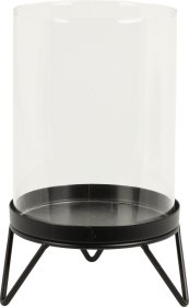 Žvakidė, stiklas su metaliniu pagrindu, 15 x 11,5 x 11,5 cm