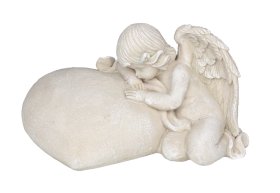 Kapų statulėlė 4Living "Angelas su širdimi", baltos sp., 13 x 18 x 10,5 cm.