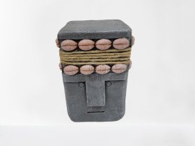 Sodo dekoracija ETNIC, pilkos sp., su kriauklėmis, 20 x 20 x 27,5 cm.