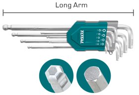 Šešiakampių ir Hex tipo raktų rinkinys TOTAL, CR-V, 1.5-10 mm, 9vnt., THT106291