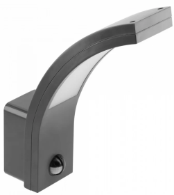 Lauko šviestuvas GTV Paris, LED 10 W, 220-240V, 4000 K, 900 lm, IP54, 140°, sieninis, aliuminis, su judesio davikliu, juodos sp., 225 x 66 x 187 mm