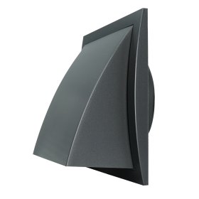 Ventiliacinės grotelės EUROPLAST ND12FVA, d125/190 x 190 mm, plastikinės, išorinės, su atbuliniu vožtuvu, antracito spalvos