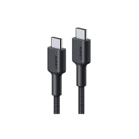 Įkrovimo laidas AUKEY, USB-C į USB-C, pintas kabelis, ilgis 1.2m, 60W, juodos sp., EU001-LLTSN1030407B
