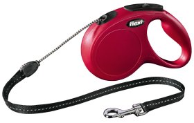 Pavadėlis FLEXI Classic, M, max 20kg, 5m virvelinis raudonos spalvos