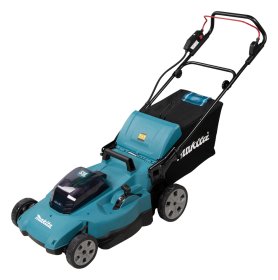 Akumuliatorinė vejapjovė MAKITA DLM538PG2, 2 x 18 V, pjovimo plotis 53 cm, 70 l krepšys, 4 in 1, svoris 25,5 kg, bešepetėlis variklis, 2 X 6,0 Ah akumuliatoriai ir DC18RD pakrovėjas