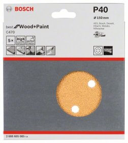 Šlifavimo lapeliai BOSCH C470, D=150 mm, K40, 5 vnt.