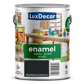 Universalus akrilinis emalis LUXDECOR, 2,5 l absoliutaus juodumo spalvos, matinis