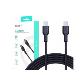 Įkrovimo laidas AUKEY, USB-C į USB-C, pintas kabelis, ilgis 1m, 60W/480Mbps, juodos sp., EU001-LLTSN1039889