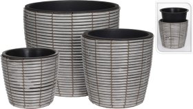 Lauko vazonas, pintas, pilkos sp., 25 x 25 x 23 cm.