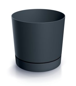 Plastikinis kambarinis vazonas TUBO P, antracito sp., vazono skersmuo 14,8 cm.