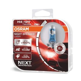 Automobilinė lemputė OSRAM, Night Breaker Laser +150%, H4 60/55W/12V, P43T, 2vnt