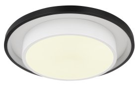 Lubinis LED šviestuvas GLOBO Morgan, 21W, 230V, 2120lm, 2700-6500K, RGB, dim., atmintis, su pultu, juodas, matinis, akrilinis opalas, 450x450x65mm,41390-21
