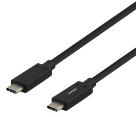 Įkrovimo laidas DELTACO USBC-1122M, 60 W, 3 A, USB Type C, 1 m, 10 Gbit/s, juodos sp.