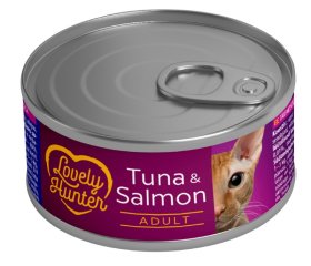 Konservuotas kačių ėdalas LOVELY HUNTER, su tunu ir lašiša, 85g