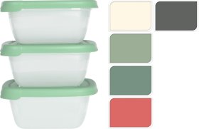 Produktų laikymo indų rinkinys, 5 skirtingos sp., 3 vnt., 250 ml