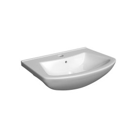 Praustuvas DEFRA 45, 45x15,5x35 cm, keraminis, baltas, gilus, su skyle maišytuvui, montuojamas į vonios spinteles Bari, Armando, PIK