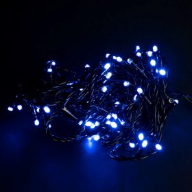 Šviečianti girlianda SUNLUX N10, 100 LED su plonu laidu, 10 m., mėlyna spalva, IP44, tinka naudoti lauke, 1A 10M-5
