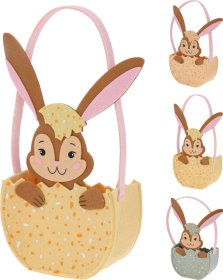 Velykinė dekoracija Zuikis krepšelyje, 3 skirtingos sp., aukštis 19 cm